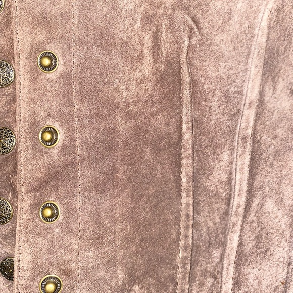 A.M.I. Leather Suede Jacket. Large . Long Sleeve. Fully Lined.Tan  brown Color - Picture 3 of 7